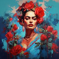 Frida & red roses