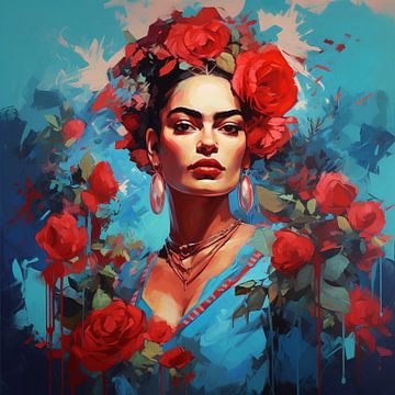 Frida & roses rouges sur Bianca ter Riet