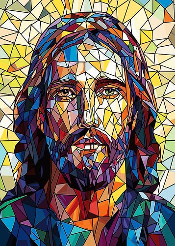 Gebrandschilderd Glas Jezus Portret