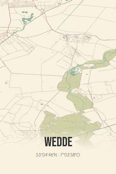 Vintage map of Wedde (Groningen) by Prints of Place