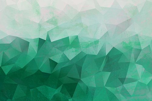 Geometrie in beweging. Modern abstract in groen en lichtroze