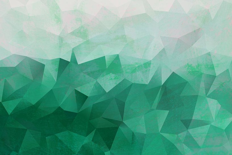 Geometrie in Bewegung. Modernes Abstraktes in Grün und Hellrosa von Dina Dankers