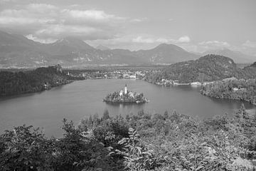 Lac de Bled, Slovénie Noir et Blanc sur Janet Kleene