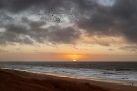 Sonnenuntergang und Abendspaziergang auf Texel von Marianne van der Zee
