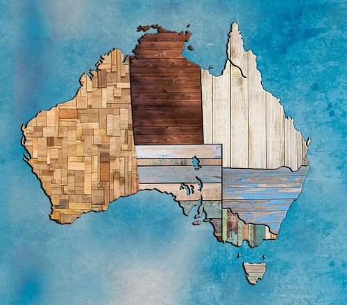 Carte de l'Australie en bois