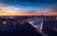 Zonsondergang over Erasmusbrug Rotterdam van Ronne Vinkx thumbnail