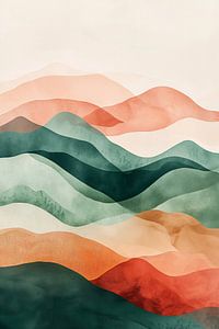 Paysage de montagne abstrait aux couleurs douces