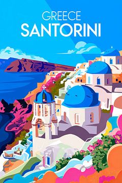 Santorini: colourful coastal idyll by Poster Art Shop