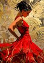 Passionate dancer in Red & Gold II van Bianca ter Riet thumbnail