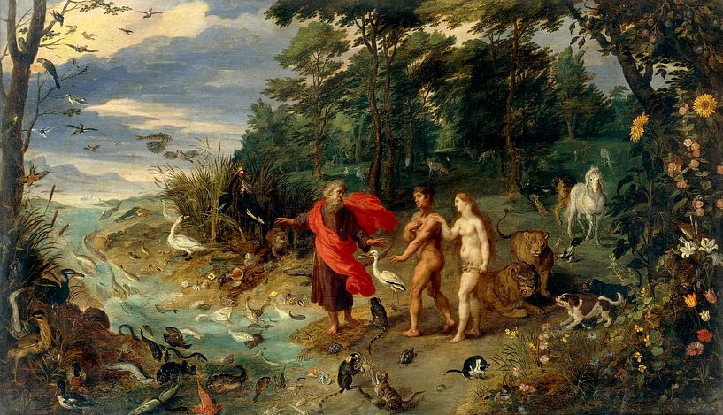 Adam und Eva im Garten Eden, Jan Brueghel de Jonge von Meisterhafte Meister