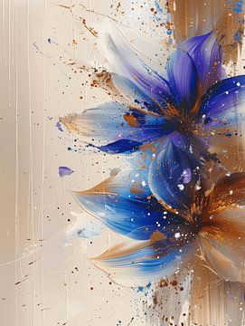 Blumenexplosion in Blau, Braun, Gold und Lila von Studio Allee