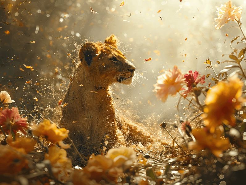 Gouden Uurtje in de Wildernis | welp | leeuw van Eva Lee