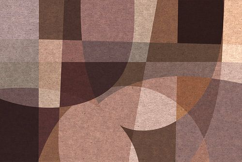 Abstracte organische vormen en lijnen. Geometrische kunst in retro stijl in beige, bruin, roze III