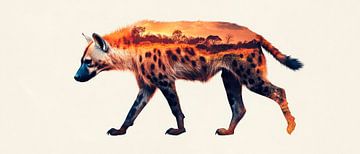 Hyena in landschapsontwerp van Poster Art Shop