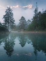 Deze momenten zijn een droom voor fotografen, zonsopgang aan de Eiibsee