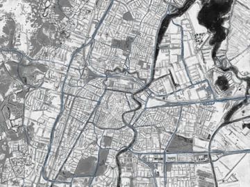 Stadtplan von Haarlem | Graphitraster | Schwarz und Grau von Map Art Studio