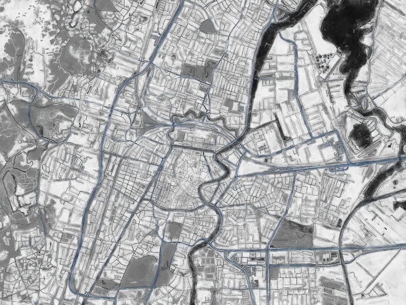 City map of Haarlem | Graphite Grid | Black and Grey by Map Art Studio