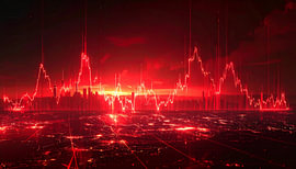 Roter Börsenchart mit leuchtenden Linien
