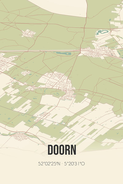 Vintage map of Doorn (Utrecht) by MyCityPoster on canvas, poster ...