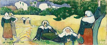Emile Bernard - Bretonse vrouwen in een veld of de oogst (1888) van Peter Balan