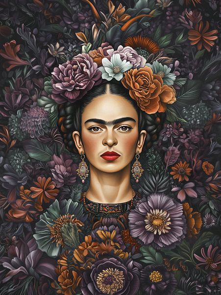 Frida - braune Blumenmuster von Carina Augusto