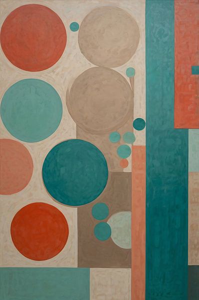 Abstract art with geometric shapes and colours by Art & Soul Creations