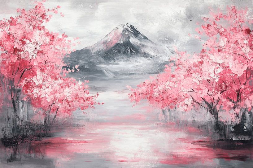 Kirschblüten am See von Poster Art Shop