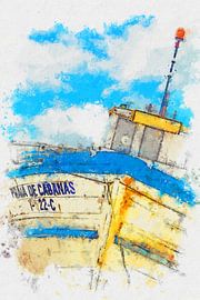 Boot mit dem Namen „Praia de Cabanas“ (Kunstwerk)
