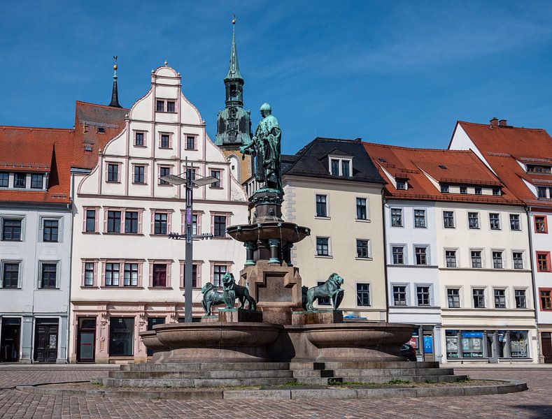 Brunnen auf dem Marktplatz in Freiberg Sachsen von Animaflora PicsStock