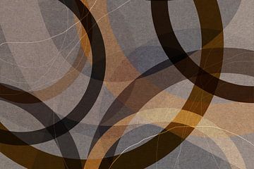 Retro geometry. Modern abstract organic shapes in taupe, brown, ocher by Dina Dankers