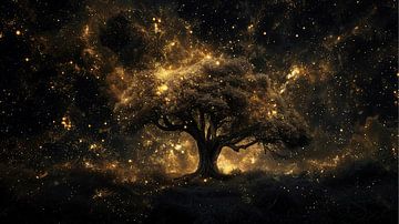 Landschap bij nacht van fernlichtsicht