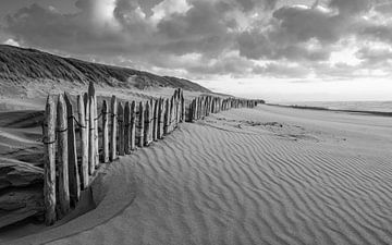 Strand, Wind und Meer in Schwarz und Weiß von Dirk van Egmond