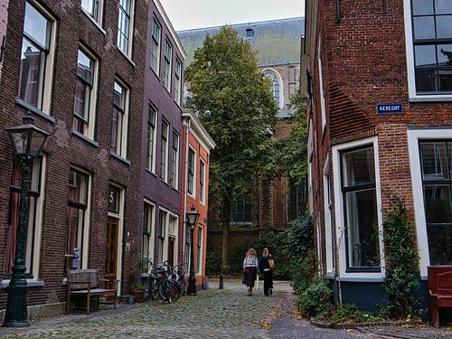Autumn Street in the Center of Leiden