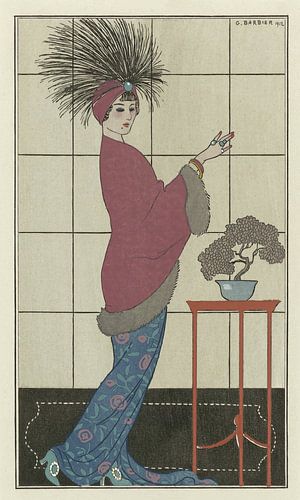 George Barbier - Manteau de Damas ros (1912)