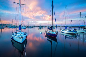 Roze, blauw en oranje - Haven van San Diego van Joseph S Giacalone Photography