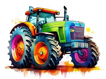 Tracteur coloré sur PixelPrestige