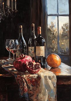 Wein und Granatapfel