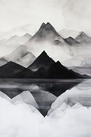 Schwarz-Weiß Landschaftsmotiv – Abstrakt von Poster Art Shop