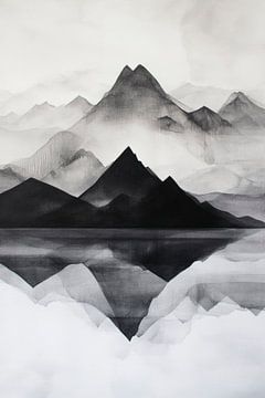 Zwart-wit landschapsmotief - Abstract van Poster Art Shop