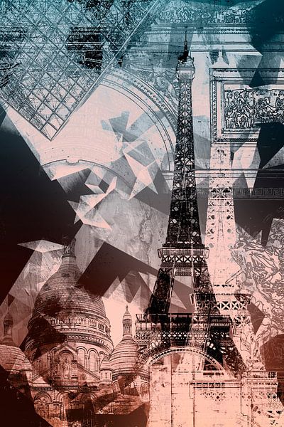 Collage of several landmarks in Paris by BerbadenDigitalArt