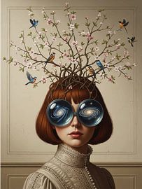 Birdwatcher’s Dream – Surreal Portrait with Tree Crown by coretan tangan
