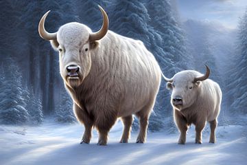 Winterdieren: buffels van Nicolette Vermeulen