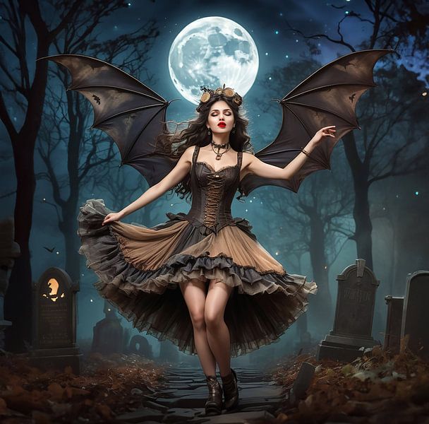 Moderne Hexe bei Vollmond von Ans Bastiaanssen