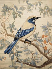 Blauer Singvogel auf einem Ast