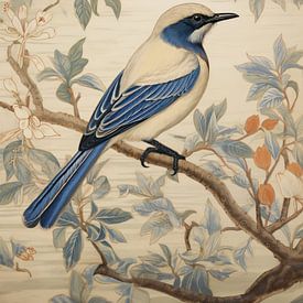 Blauer Singvogel auf einem Ast von IamHome Studio