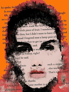 Une femme avec des mots