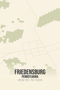 Vintage landkaart van Friedensburg (Pennsylvania), USA. van Rezona