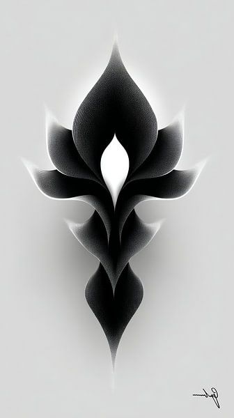 Monochrome Flow - Abstract Black and White Art in Motion by Gelissen Artworks