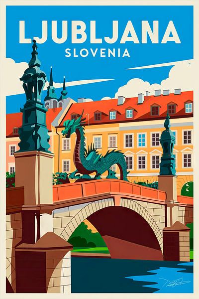 Ljubljana, Slovenia. by Poster Art Shop