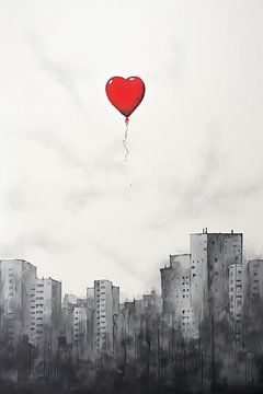 Banksy Fille avec ballons | Banksy Style | Graffiti sur Blikvanger Schilderijen